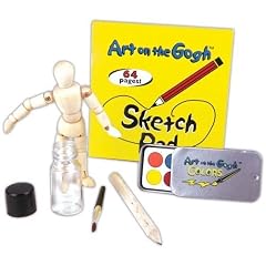Miniatur Art-Kunst Set mit Holz-Gelenk-Puppe, Pinsel, 8 Mini Wasserfarben komplett in Geschenkpackung