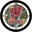 Wisconsin Badgers Suntime 12" Camo Glass Crystal Wall Clock - NCAA College Athletics