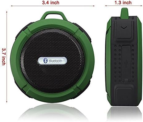 Domon® WaterProof, Dust-proof and Shockproof Bluetooth Shower Speaker Mini Portable Wireless Bluetooth Speaker with Stereo Sound, Subwoofer, Free phone,FM function,SD Card(Green)