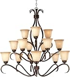 Maxim Lighting 10129WSOI Basix 15-Light Chandelier - Oil Rubbed Bronze with Wilshire Glass