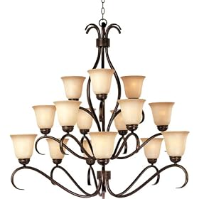 Maxim Lighting 10129WSOI Basix 15-Light Chandelier, Oil Rubbed Bronze with Wilshire Glass by Maxim Lighting