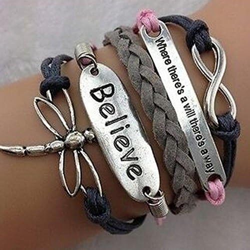 perfectadornment Believe Multilayer Braided Wristband Rope Chain Hand Woven Bracelet