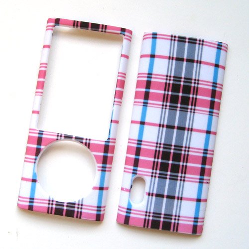 Apple iPod Nano 5 (5th Generation) Rubberized Snap-On Hard Case Protector Pink Plaid Pattern