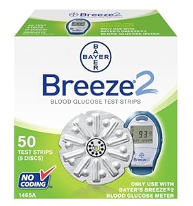 Bayer Breeze2 Blood Glucose Test Strips, 5 Discs (50 Test Strips)