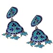 Girls Gift Silver Enamel Jhumka Earrings 2 inches (erg164)