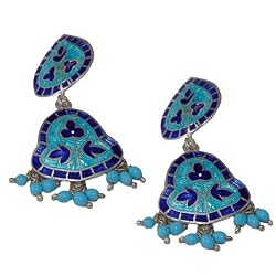 Unique Present Silver Enamel Jhumka Earrings 2 inches (erg164)