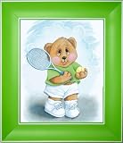 Sports Bear Tennis Star - Children's and Kids Room Framed Wall Art and Nursery Wall Decor