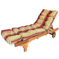 Greendale Home Fashions 72-Inch Patio Chaise Lounger Cushion, Kinnabari Stripe