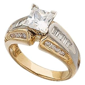 Two Tone Diamond Engagement Ring (Center stone is not included)