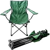 Campingstuhl Faltstuhl Klappstuhl Angelstuhl Grün bis 100kg mit Armlehne und Getränkehalter