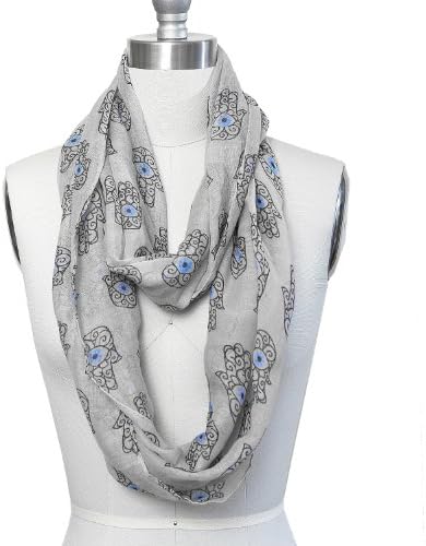 Spiritual Hamsa Hand Print Infinity Scarf (Grey)