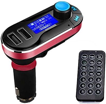 Carpanion Multifunctional Bluetooth Car FM Transmitter Dual USB Port 2.1A Adapter Charger AUX Stereo Audio Receiver Red