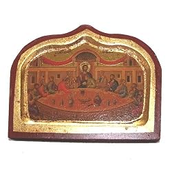 last Supper of our Lord Icon with sheets of Gold (Lithography) - style I