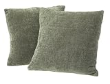 Arlee Woven Chenille 18-Inch Decorative Pillow 2-Pack, Moss Green