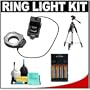 Bower SFD14C Digital Macro Close-Up Ring Flash + Tripod + Batteries & Charger + Accessory Kit for Canon EOS Rebel XT, XTi, XS, XSi, T1i, 50D, 40D, 5D Mark II, 7D Digital SLR Cameras