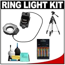 Bower SFD14N Digital Macro Close-Up Ring Light Flash + Tripod + Batteries & Charger + Accessory Kit for Nikon D700, D300, D200, D90, D80, D60, D5000, D40x, D40, D3, D3x, D300s & D3000 Digital SLR Cameras