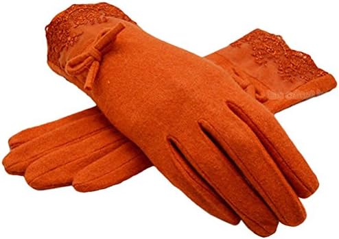 The Orient Bee Women's Unique Cashmere Gloves Mittens for Spring and Autumn(5 orange)