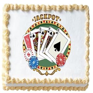 Poker Party Cake (42946)- 1 Playing Cards Do-It-Yourself Edible Cake Art Image