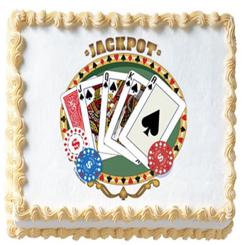 Poker Party Cake - 1 Playing Cards Do-It-Yourself Edible Cake Art Image by Lucks