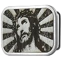 Jesus Gilded Wood Belt Buckle
