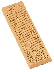 WE Games Natural Solid Wood 2 Track Cribbage Board with Metal Pegs - 16"
