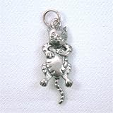 Cat Moveable Silver Charm