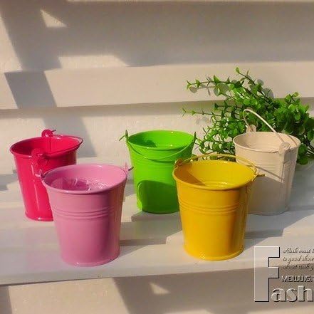 Chic Small flower small tub toy bucket metal bucket all-match mini candy color small bucket