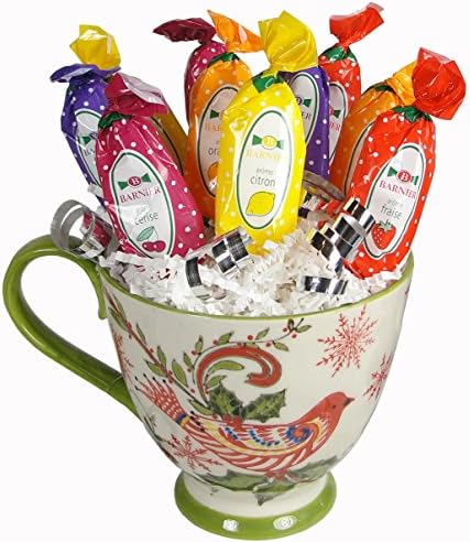 Bonbons Barnier Assorted Fruit Lollipop Bouquet in Painted Mug