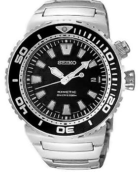 Seiko Men's Kinetic 200m Diver Watch Model SKA383P1 (Black Face/Black Bezel)