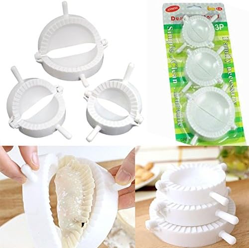 Quadruple Time 3PCS Plastic Dough Press Dumpling Maker Mold Dumpling Press (White)