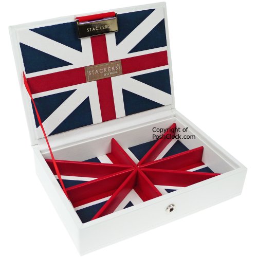 Union Jack mini Stackers Jewelry Box Top Lidded Tray Storage for Charms Beads Earrings & Chains