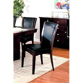 Set of 2 Contemporary Black & Cherry Finish Dining Chairs