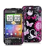 Pink Butterfly Flower Design Crystal Hard Skin Case Cover for HTC Droid Inc ....