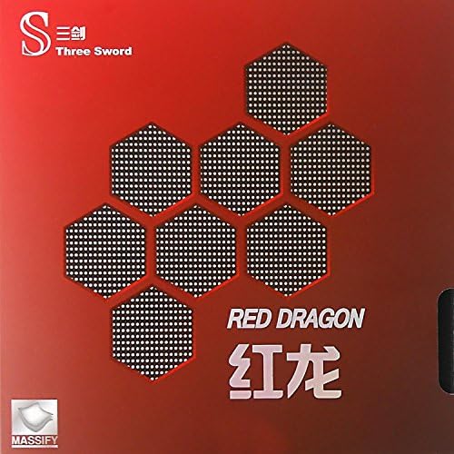 Three Sword Red-Dragon Non-Tacky Tension Pips-in Table Tennis (Ping Pong) Rubber With Sponge (black, 2.1mm)