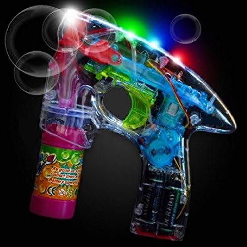 Light Up Bubble Gun Blaster Shooter with 3 Bottles of Bubble Solution - Batteries Included