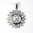 Sterling Silver Pendant - Sun And Star - Clear Cubic Zerconia - 31mm Height