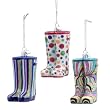 Club Pack of 12 Noble Gems Retro, Striped & Dot Wellie Boot Christmas Ornaments