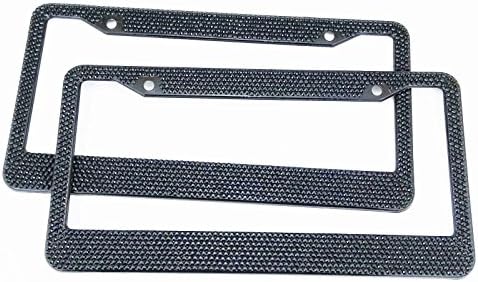 2pcs Bling License Plate Frames - Pure Handmade Rhinestone Crystal License Plate Frames 12 Rows of Diamonds with 2 Holes (12inch×6.3inch)