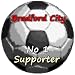 Bradford City No 1 Supporter**7cm Square Precut Stickers-Pack of 6**
