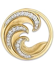 Wave Pendant with Diamonds in 14K Yellow Gold - 24mm