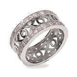 Eve's Addiction Hugs and Kisses Cubic Zirconia Sterling Silver Ring