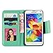 Galaxy S5 Case,by HiLDA,Wallet Case,PU Leather Case,Credit Card Holder,Flip Cover Skin,Galaxy SV I9600[Mint Green]