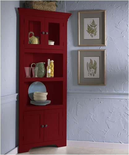 Riverside Furniture 1299X A Splash of Color Corner Cabinet in Classic Burgundy