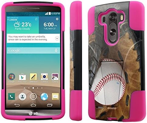 [NakedShield] LG G3 [Ball and Glove] Armor Tough Shock Proof KickStand Black/Hot Pink Phone Case