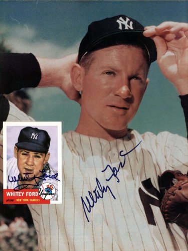 Whitey Ford Beckett Baseball Card Autographed/Hand Signed Monthly Magazine Portrait & Card - 2 Auto
