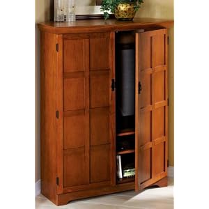 Craftsman Armoire Corner Light Oak