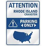 ATTENTION  CRANSTON PARKING ONLY  PARKING SIGN USA CITY RHODE ISLAND