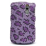 Premium Luxurious Designer Hard Diamond Crystal Snap-on Case for Blackberry Curve 8330 Case - Purple Leopard Diamond Print