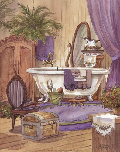 Victorian Bathroom I FINEST BRAND CANVAS Print With Added Heavy BRUSHSTROKES Jerianne Van Dijk 11x14