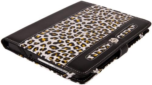 Amazon Kindle Fire Tablet 7 Inch (Newest Model , 4th Generation) Executive Portfolio Black & White Leopard Print Cover Carrying Case